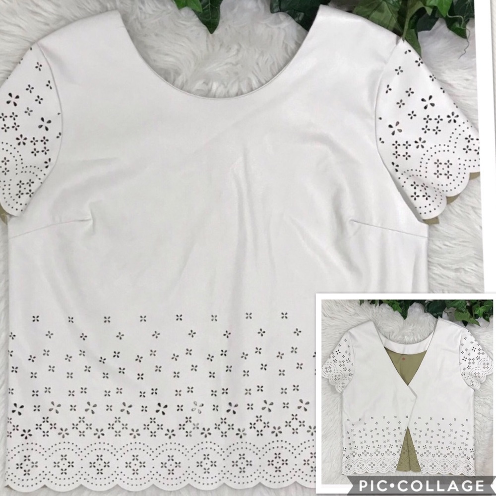 Chelsea & Violet Ivory Leather laser Cut Open V
